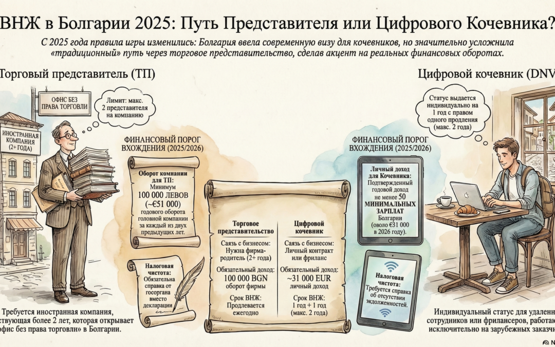 Отличия между ВНЖ торгового представителя и визой цифрового кочевника в Болгарии